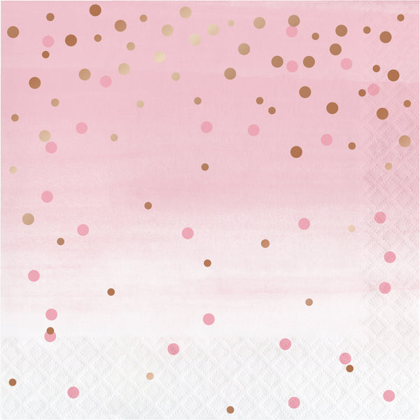 Rosé All Day Dots Lunch Napkins 3 ply Foil Stamped