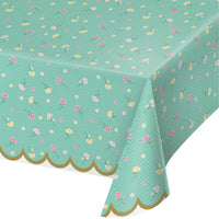 Floral Tea Party Plastic Tablecover All Over Print