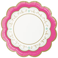 Floral Tea Party Paper Lunch Plates Scalloped Multi-Pack