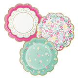 Floral Tea Party Paper Lunch Plates Scalloped Multi-Pack
