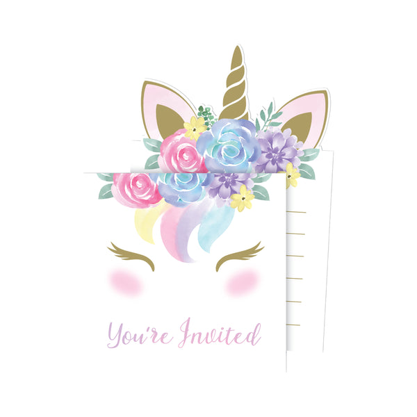 Unicorn Baby Pop-Up Invitations with Envelopes