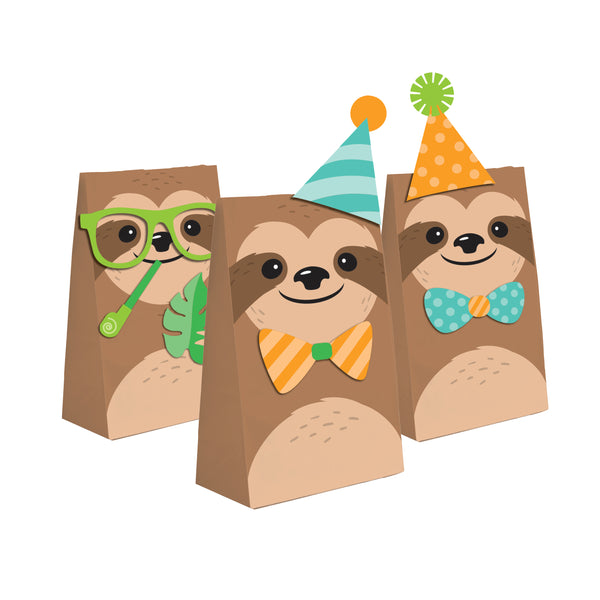 Sloth Party Shaped Paper Treat Bags with Attachments