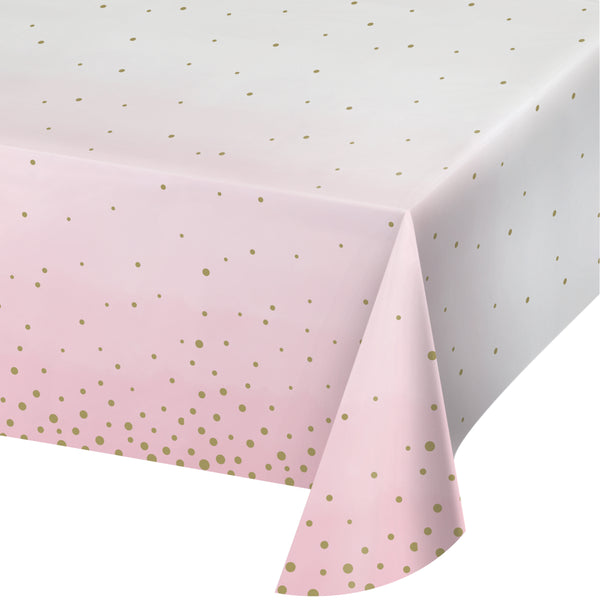 Pink and Gold Celebration Paper Tablecover All Over Print