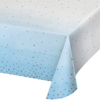 Blue and Silver Celebration Paper Tablecover All Over Print