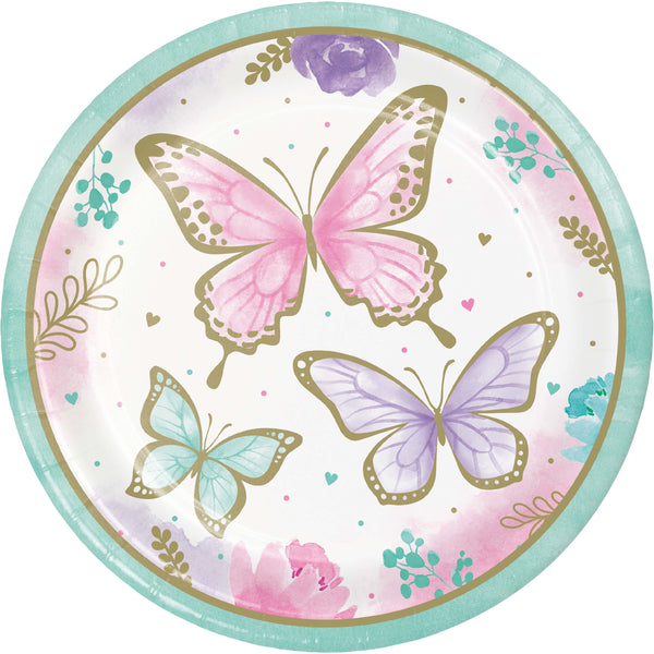 Butterfly Shimmer Paper Dinner Plates Sturdy Style