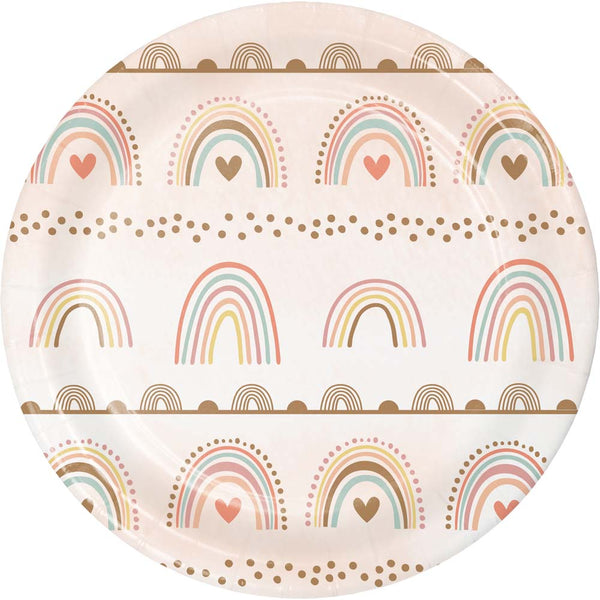 Boho Rainbow Paper Lunch Plates Sturdy Style
