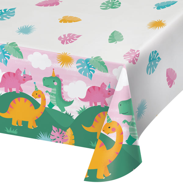 Girl Dino Paper Tablecover All Over Print