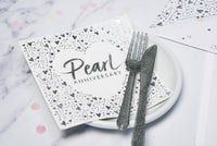 Pearl Anniversary Lunch Napkins 3 ply Foil Stamped