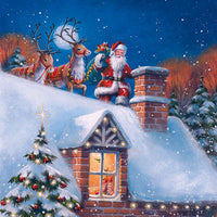 Tiflair Santa on Rooftop with Reindeer Lunch Napkins 3 ply