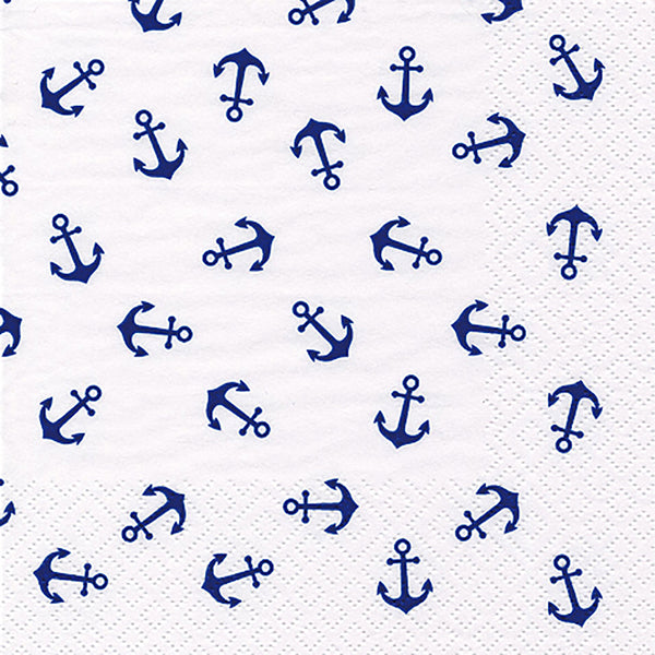 Tiflair Nautical Anchor Blue and White Lunch Napkins 3 ply