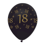Black and Gold 18 Latex Balloons Pearlescent All Round Print