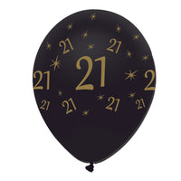 Black and Gold 21 Latex Balloons Pearlescent All Round Print