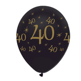Black and Gold 40 Latex Balloons Pearlescent All Round Print
