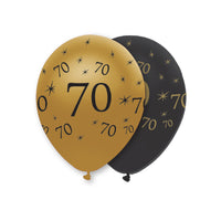 Black and Gold 70 Latex Balloons Pearlescent All Round Print Bulk