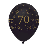 Black and Gold 70 Latex Balloons Pearlescent All Round Print