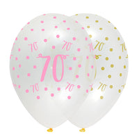 Pink Chic Age 70 Latex Balloons Crystal Clear All Round Print