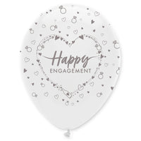 Happy Engagement Latex Balloons Pearlescent All Round Print