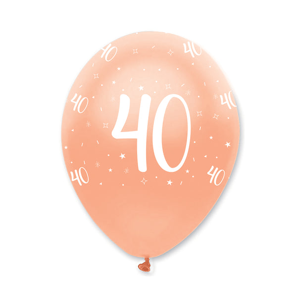 Rose Gold Age 40 Latex Balloons Pearlescent All Round Print