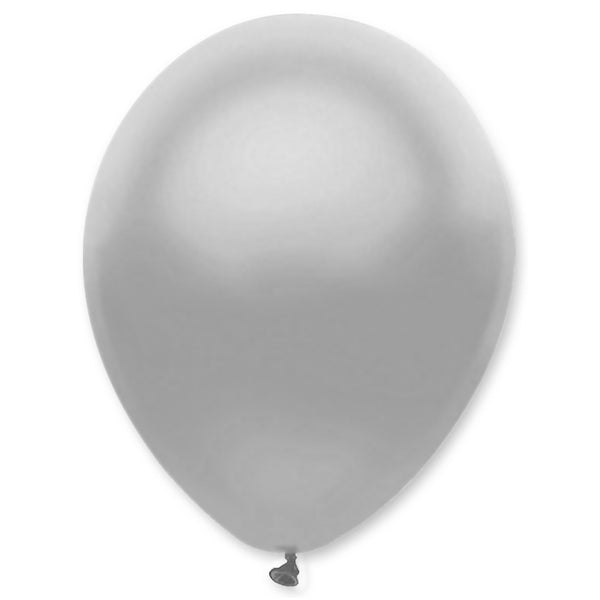Silver Pearlescent Solid Colour Latex Balloons