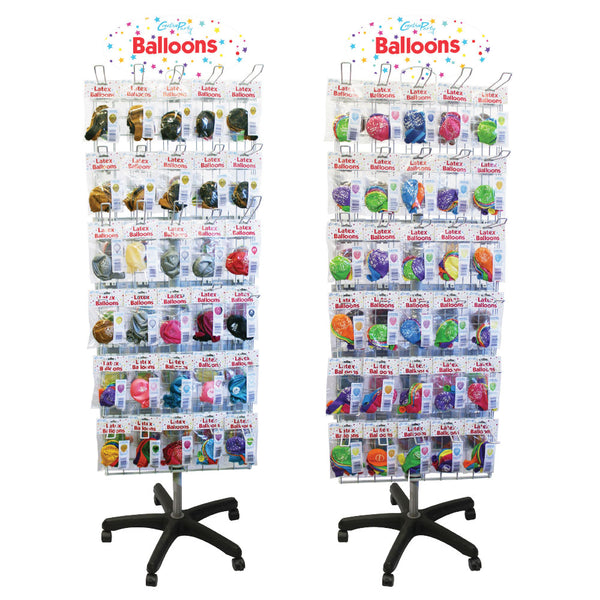 Merchandising Latex Balloons Slimline Floor Spinner (Includes Header Card and 60 Detachable Hooks)