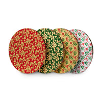 Unwrapped Holly Print Round Drums Assortment 10in
